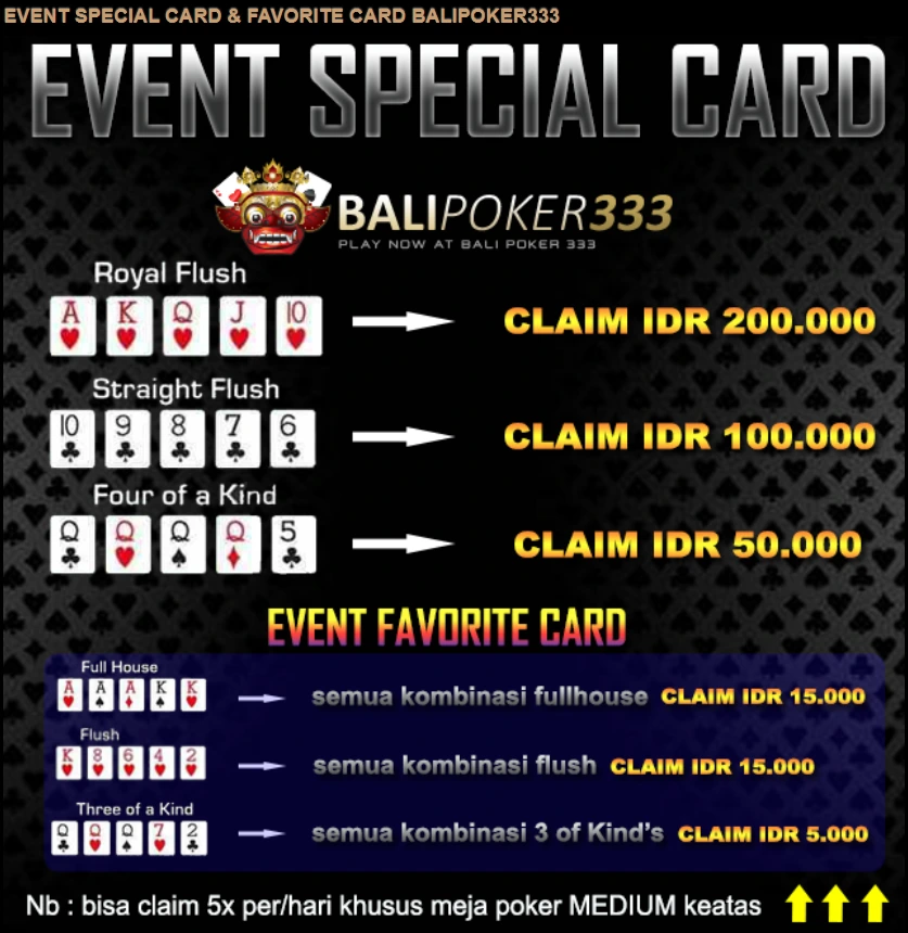 Event Bonus Kartu Spesial & Favorit BALIPOKER333 - Extra Jackpot S/D IDR 200rb